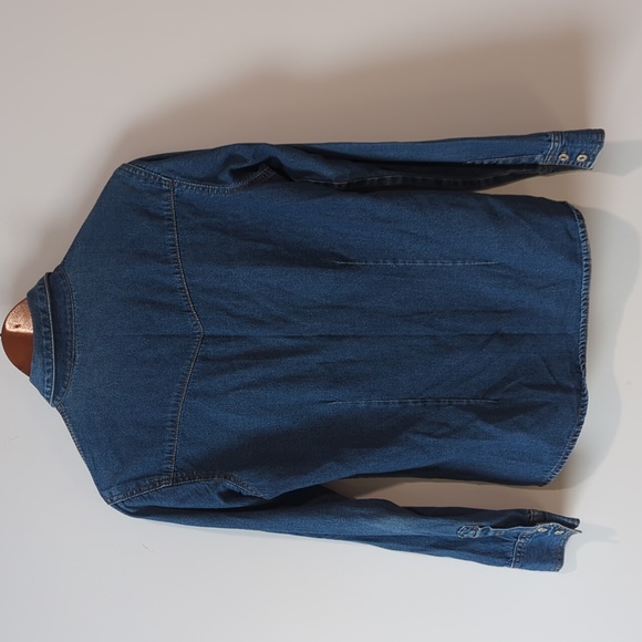 Nevada Blue Long Sleeve Button Down Jacket with Pockets - Picture 6 of 12